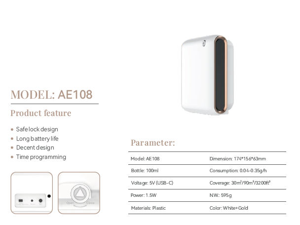 LUX AE108 diffuser, features