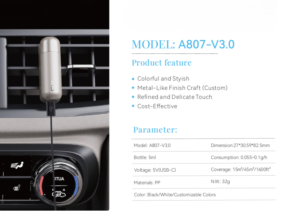 A807-3V car diffuser, detail